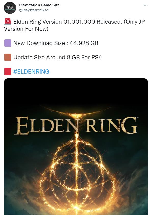 日版《艾尔登法环》 1.01更新尺寸将于2月25日发售。