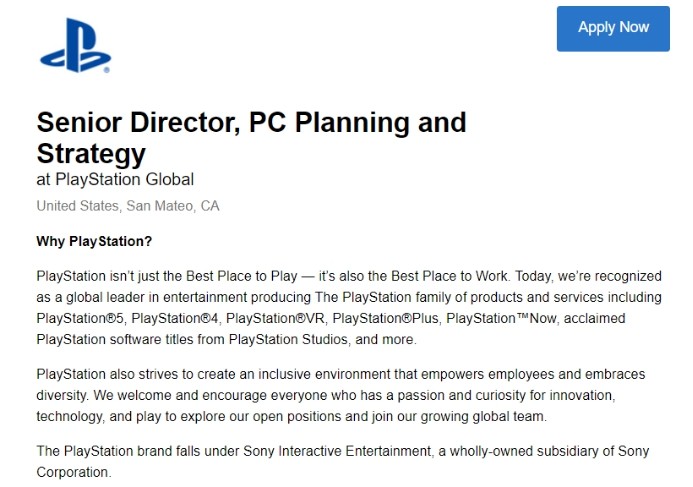 PlayStation正在招聘一名PC规划和战略高级主管。  第2张