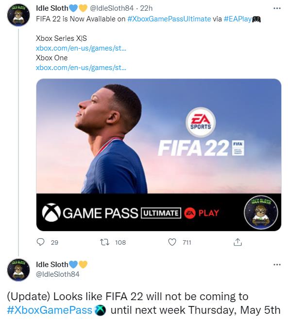 传闻：《FIFA 22》或于5月5日后登陆XGP。  第3张