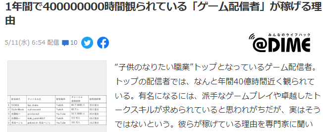 日本专家分析游戏直播赚钱的原因。孩子们梦想的职业  第2张