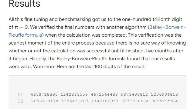 谷歌再次打破了自己创造的圆周率计算记录，达到了百亿亿次。  第3张